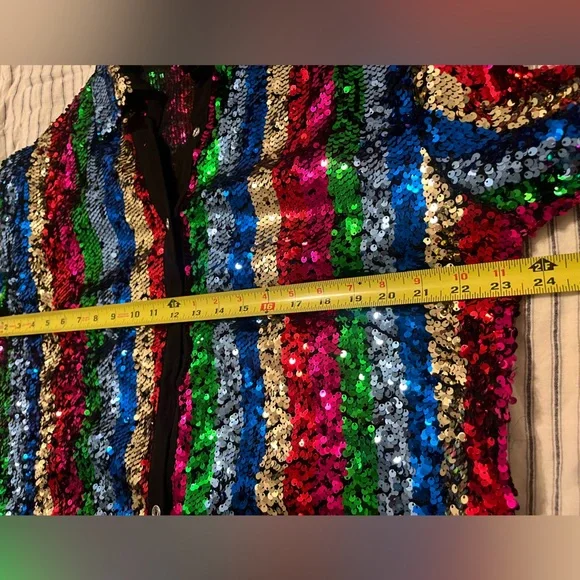 Multicolor Sequin Long Sleeve Dress - Picture 5 of 7